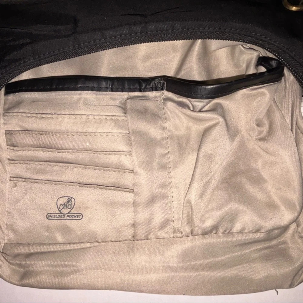 Black Crossbody Bag with Adjustable Strap and nylon Finish